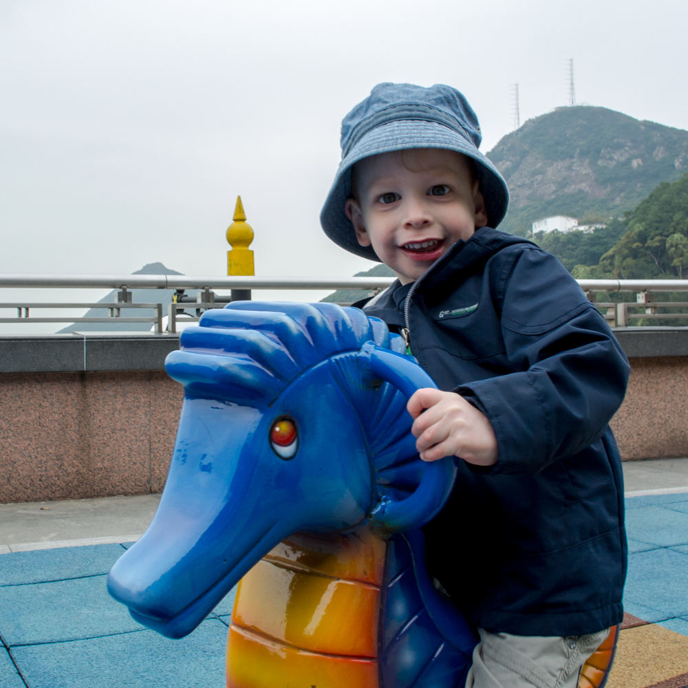 Rowan in playground at The Peak, Hong Kong