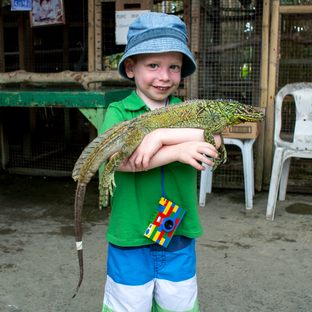 Rowan and a lizard – Bohol, Philippines