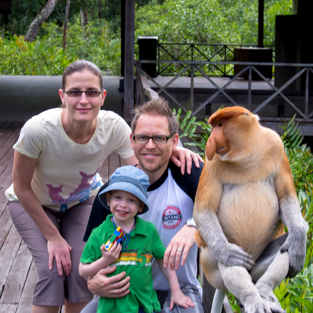 Monkey hanging with the family – Selingan Island, Borneo