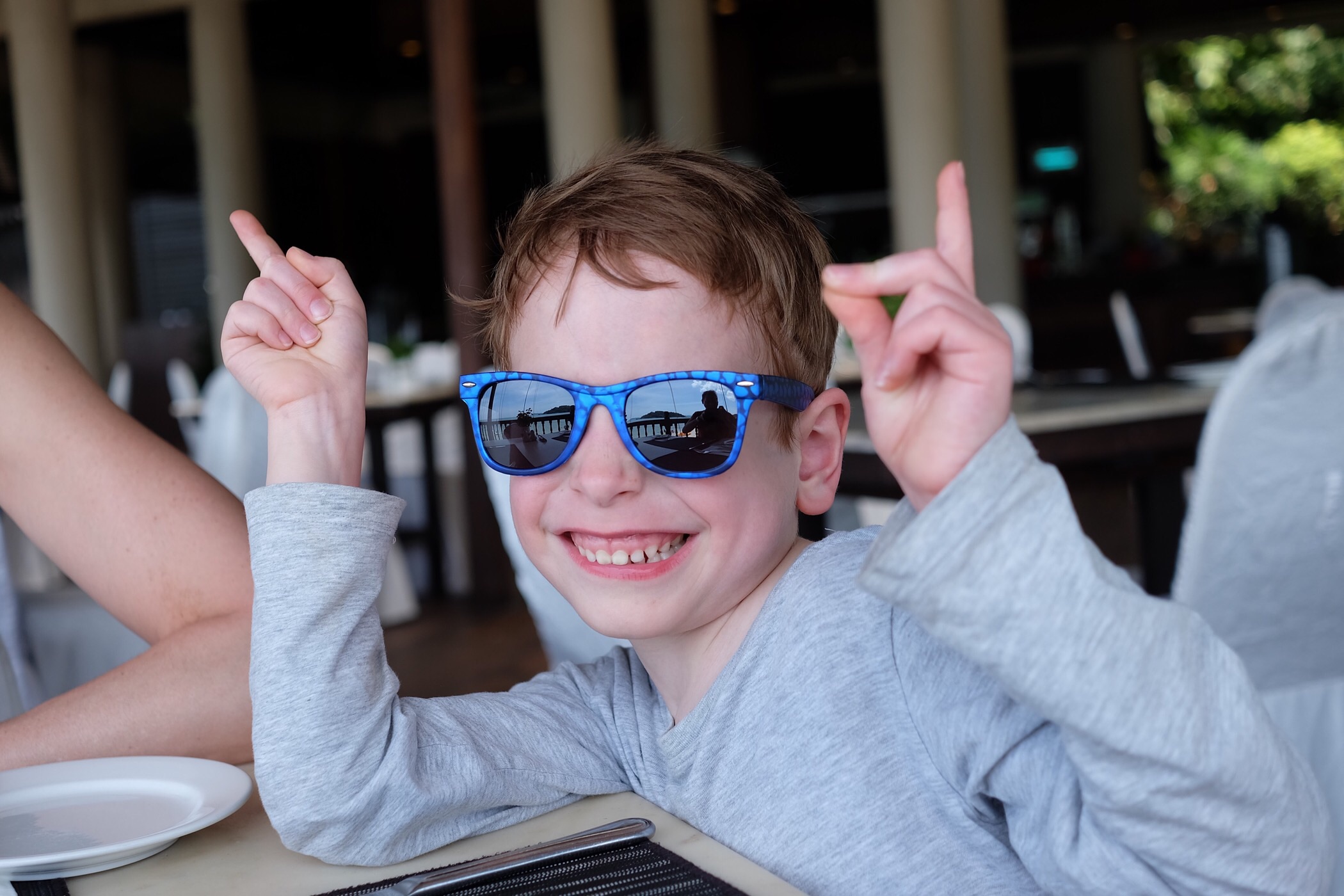 Rowan having fun at lunch — Langkawi