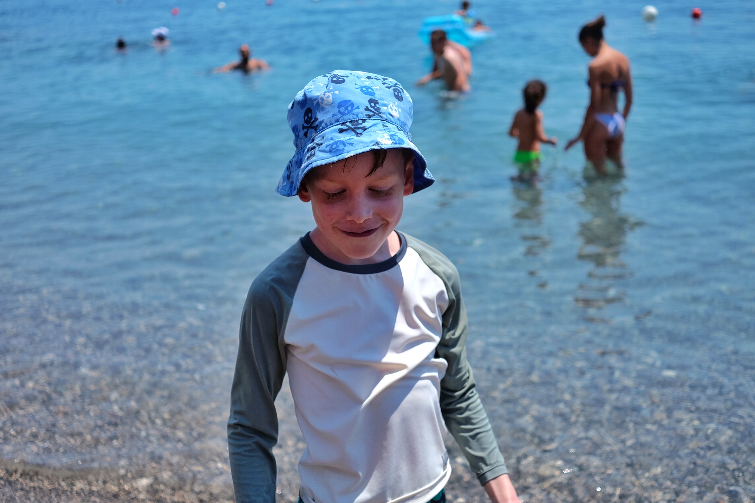 Rowan enjoying the beach in Amalfi.