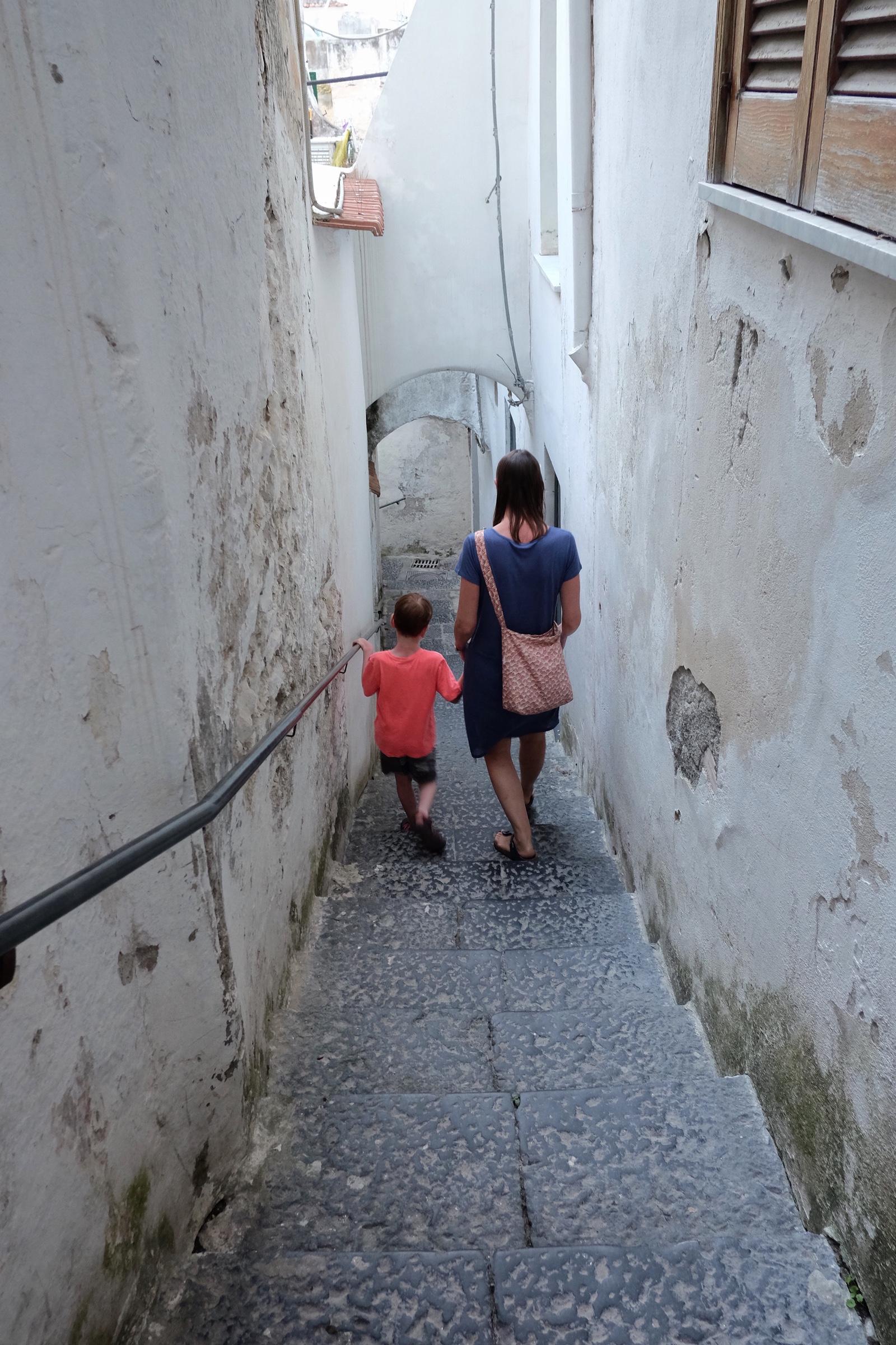 Navigating the many stairs of Amalfi.