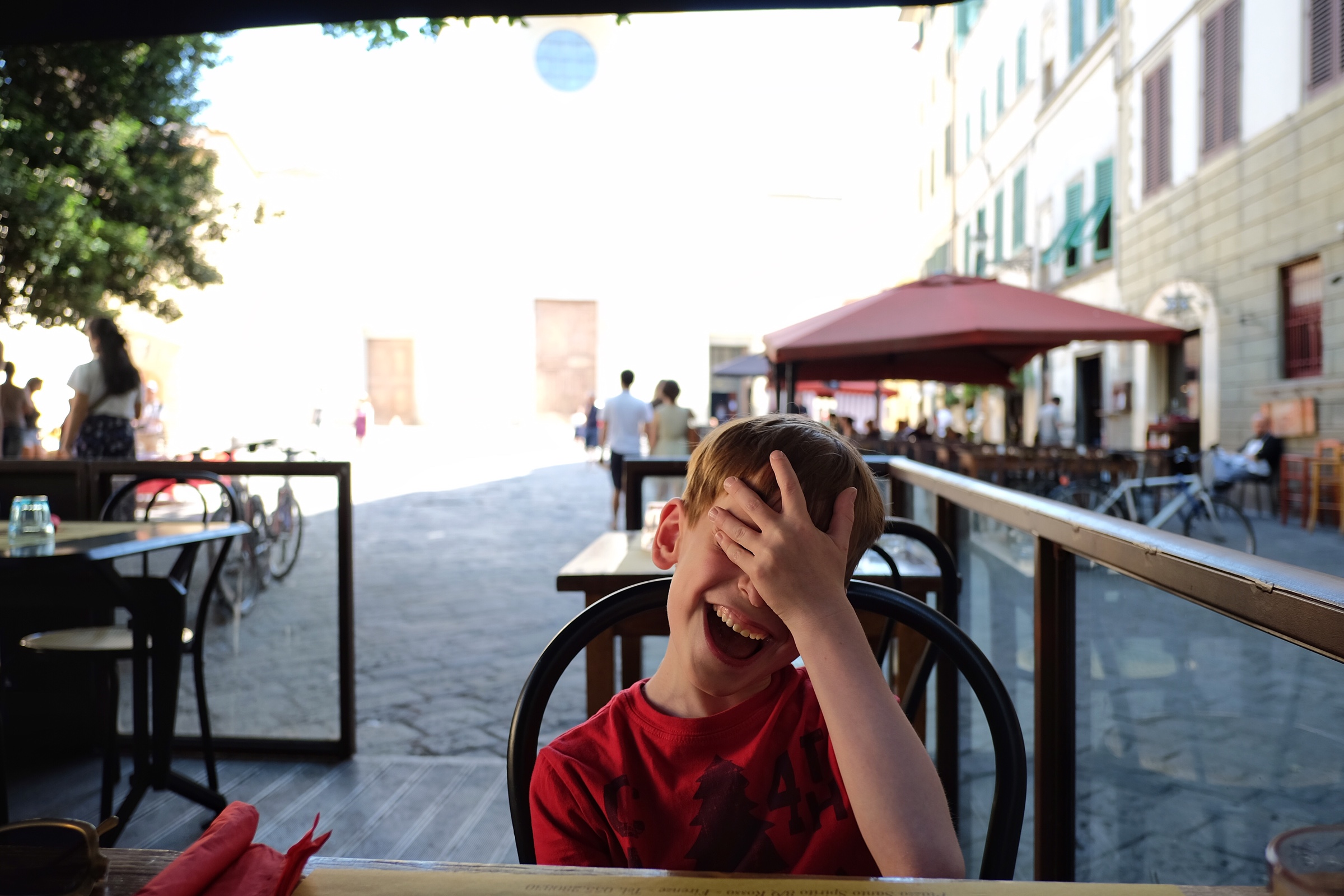 Rowan can't believe his ginormous salad isn't ready yet!