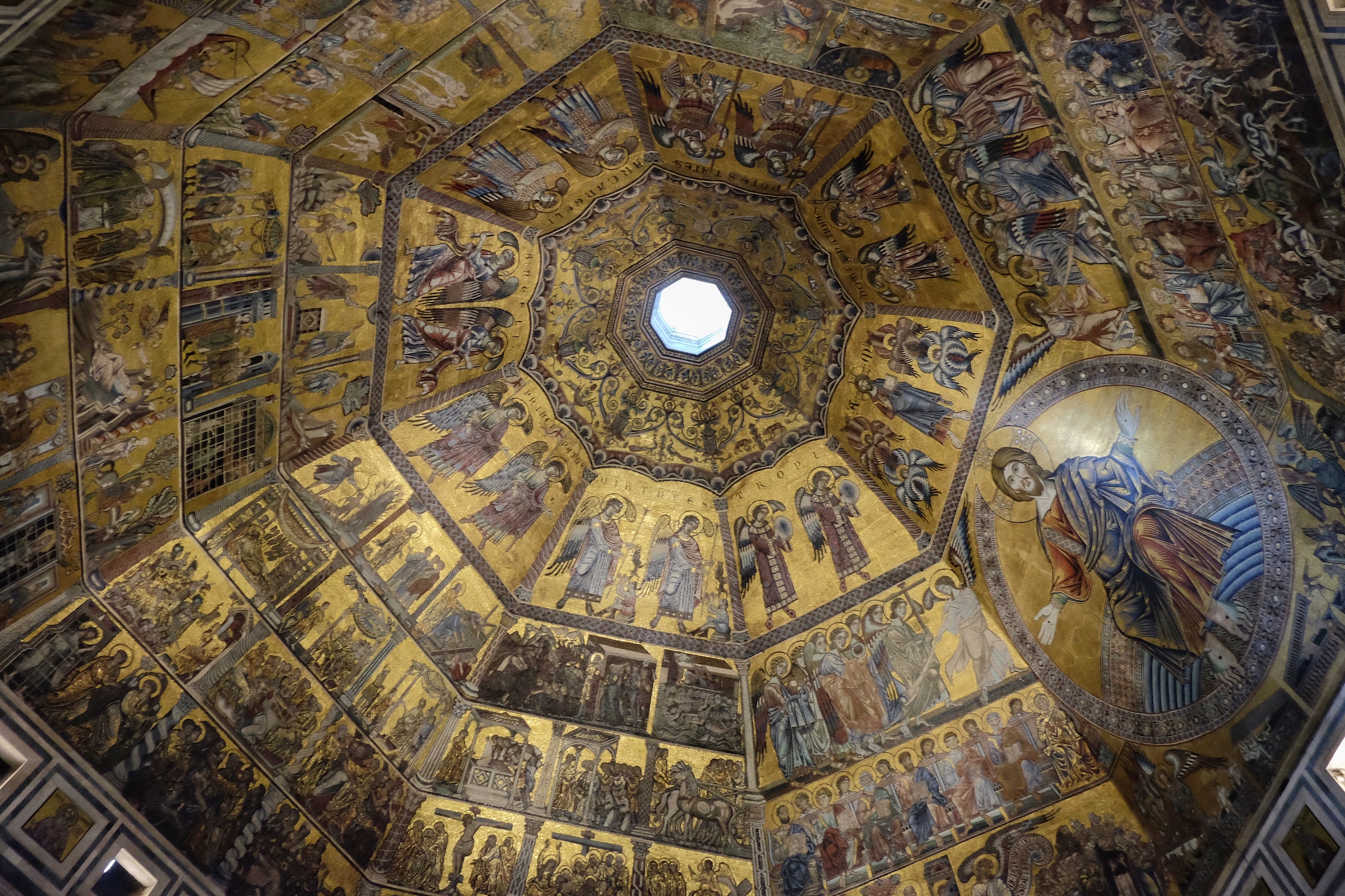 The beautiful gilded ceilings of the Santa Maria del Fiore Baptistry.