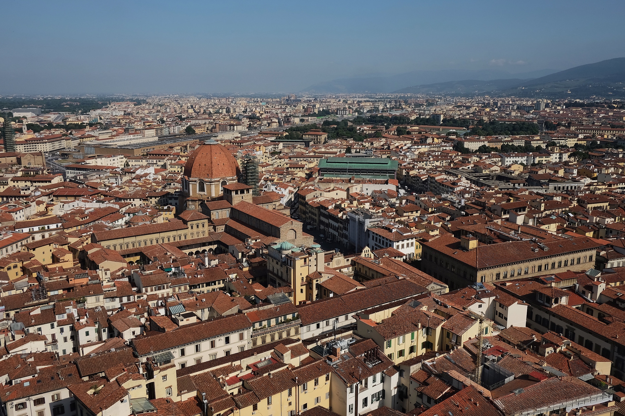 Looking out over Florence towards the Medici Chapel.