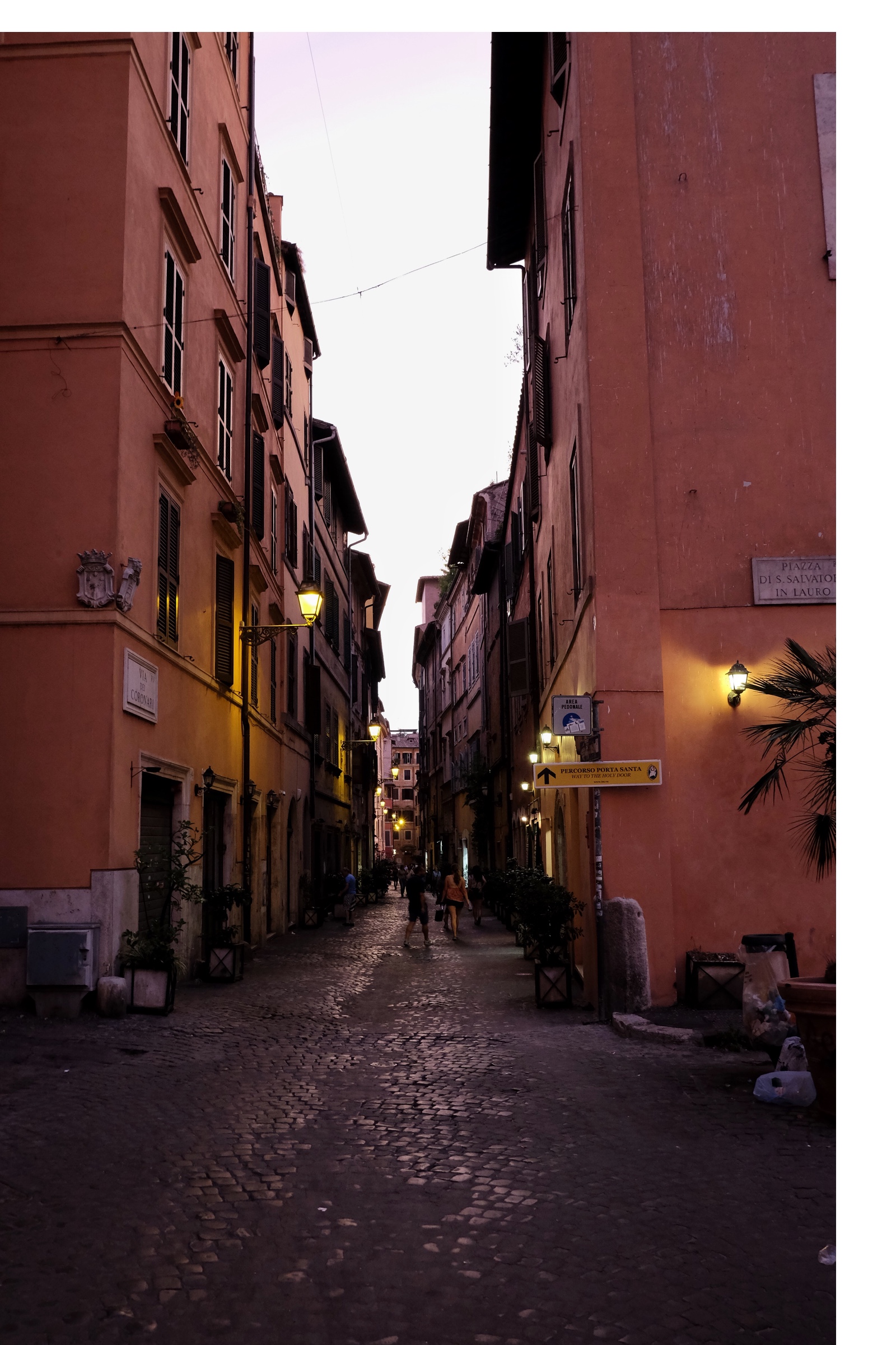 Strolling down the lantern lighted streets of Rome.